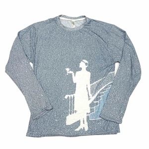 Litographs The Great Gatsby Shirt Womens Large Blue White Quotes Casual Ladies